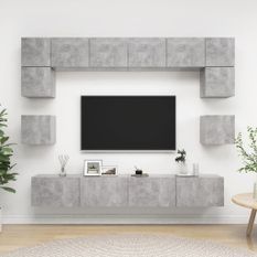 Ensemble de meuble TV 8 pcs Gris béton 9