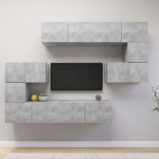 Ensemble de meuble TV 8 pcs Gris béton 7