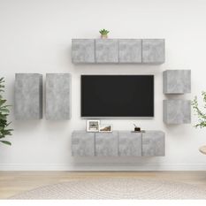 Ensemble de meuble TV 8 pcs Gris béton