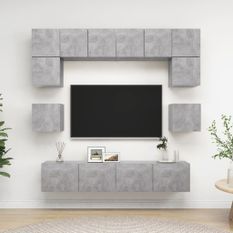 Ensemble de meuble TV 8 pcs Gris béton 3