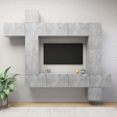 Ensemble de meuble TV 9 pcs Gris béton