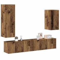 Ensemble de meuble TV mural 4 pcs vieux bois bois d'ingénierie