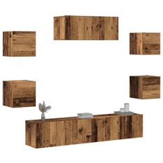 Ensemble de meuble TV mural 5 pcs vieux bois
