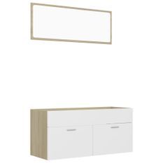 Ensemble de meubles de bain 2 pcs Blanc/chêne sonoma 11