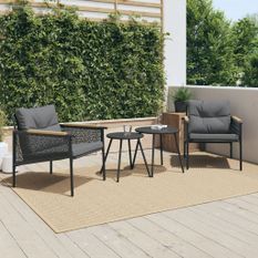 Ensemble de meubles de balcon 4 pcs avec coussins acier noir