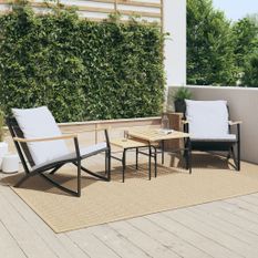 Ensemble de meubles de balcon 4 pcs avec coussins acier noir