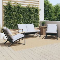 Ensemble de meubles de balcon avec coussins 3 pcs noir acier