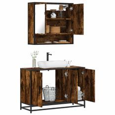 Ensemble de meubles de salle de bain 2 pcs Chêne fumé