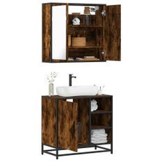 Ensemble de meubles de salle de bain 2 pcs Chêne fumé