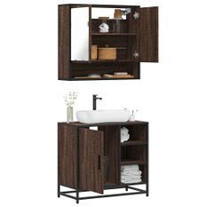 Ensemble de meubles de salle de bain 2 pcs Chêne marron