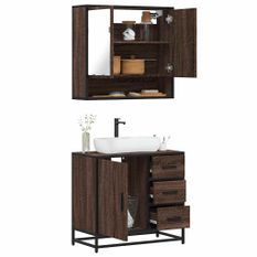 Ensemble de meubles de salle de bain 2 pcs Chêne marron