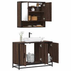 Ensemble de meubles de salle de bain 2 pcs Chêne marron