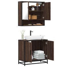 Ensemble de meubles de salle de bain 2 pcs Chêne marron