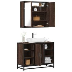 Ensemble de meubles de salle de bain 2 pcs Chêne marron