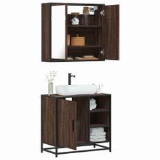 Ensemble de meubles de salle de bain 2 pcs Chêne marron