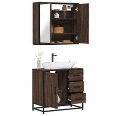 Ensemble de meubles de salle de bain 2 pcs Chêne marron