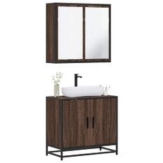 Ensemble de meubles de salle de bain 2 pcs Chêne marron