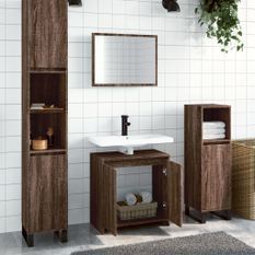 Ensemble de meubles de salle de bain 2 pcs Chêne marron