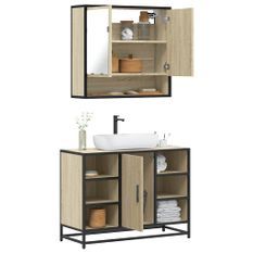 Ensemble de meubles de salle de bain 2 pcs chêne sonoma