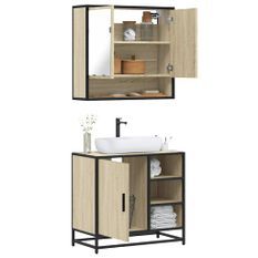 Ensemble de meubles de salle de bain 2 pcs chêne sonoma