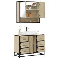 Ensemble de meubles de salle de bain 2 pcs chêne sonoma