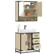 Ensemble de meubles de salle de bain 2 pcs chêne sonoma