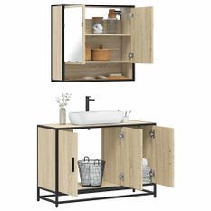 Ensemble de meubles de salle de bain 2 pcs chêne sonoma