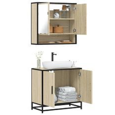 Ensemble de meubles de salle de bain 2 pcs chêne sonoma