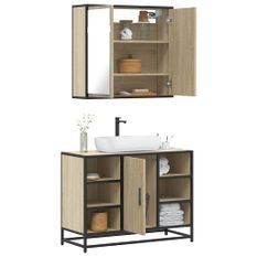 Ensemble de meubles de salle de bain 2 pcs chêne sonoma