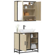 Ensemble de meubles de salle de bain 2 pcs chêne sonoma