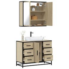 Ensemble de meubles de salle de bain 2 pcs chêne sonoma