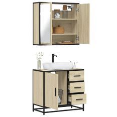 Ensemble de meubles de salle de bain 2 pcs chêne sonoma