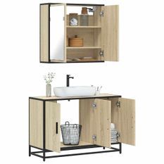 Ensemble de meubles de salle de bain 2 pcs chêne sonoma