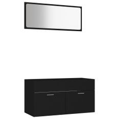 Ensemble de meubles de salle de bain 2 pcs Noir 11