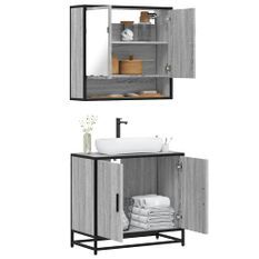 Ensemble de meubles de salle de bain 2 pcs Sonoma gris