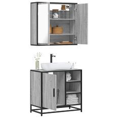 Ensemble de meubles de salle de bain 2 pcs Sonoma gris