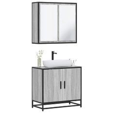 Ensemble de meubles de salle de bain 2 pcs Sonoma gris