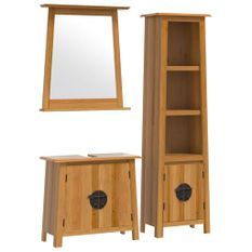 Ensemble de meubles de salle de bain 3 pcs bois de pin massif