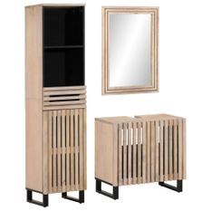 Ensemble de meubles de salle de bain 3 pcs bois manguier massif