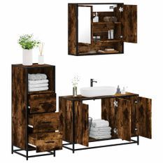 Ensemble de meubles de salle de bain 3 pcs Chêne fumé