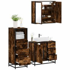 Ensemble de meubles de salle de bain 3 pcs Chêne fumé