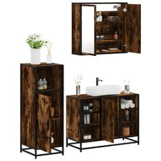 Ensemble de meubles de salle de bain 3 pcs Chêne fumé