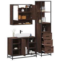 Ensemble de meubles de salle de bain 3 pcs chêne marron