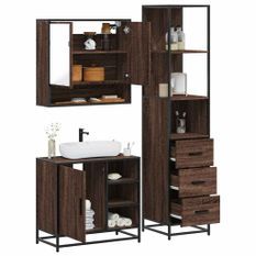 Ensemble de meubles de salle de bain 3 pcs Chêne marron