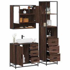 Ensemble de meubles de salle de bain 3 pcs Chêne marron