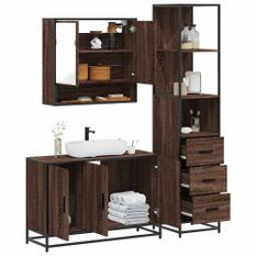 Ensemble de meubles de salle de bain 3 pcs Chêne marron