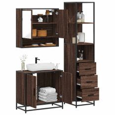 Ensemble de meubles de salle de bain 3 pcs Chêne marron