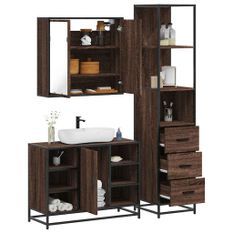 Ensemble de meubles de salle de bain 3 pcs Chêne marron