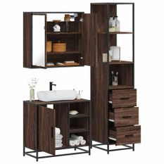 Ensemble de meubles de salle de bain 3 pcs Chêne marron