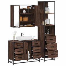 Ensemble de meubles de salle de bain 3 pcs Chêne marron